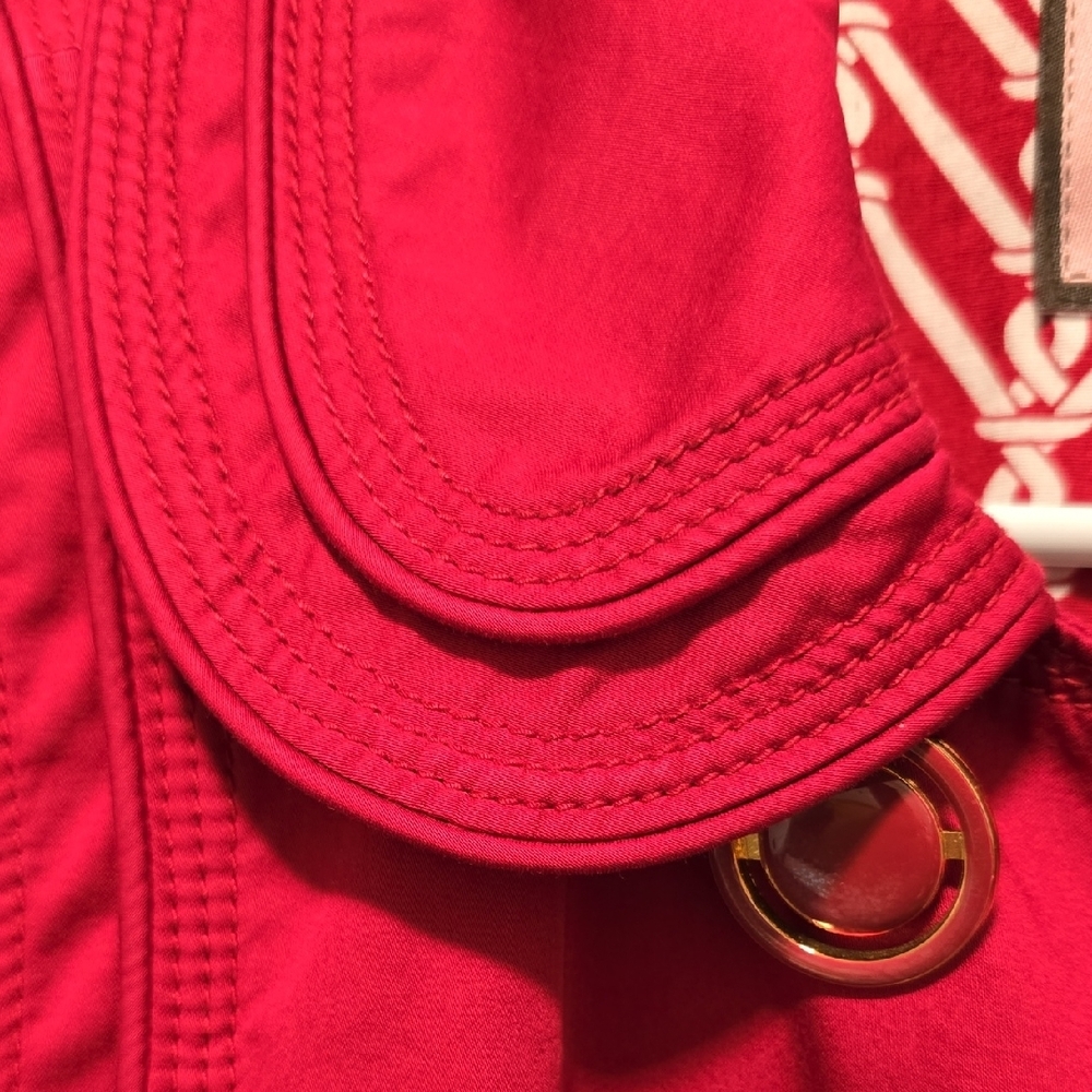 Juicy Couture Vibrant Red Double Breasted 3/4 Sleeve Trench‎ Coat Size Medium - Picture 8 of 16